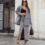 Marynarka flauszowa oversize STUDDY szara