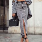 Marynarka flauszowa oversize STUDDY szara