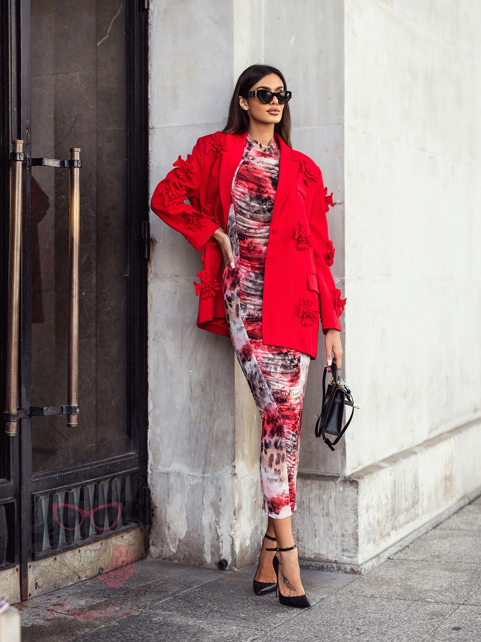 Marynarka oversize Valentio czerwona