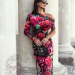 Sukienka z lycry NB LALORCA panterka róże czarna