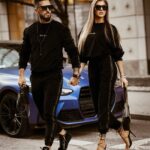 Komplet męski welurowy LOGO STRIPE MAN OLAVOGA czarny