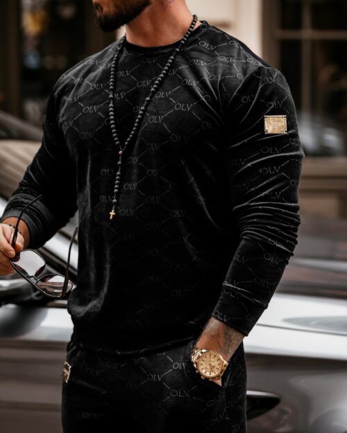 Komplet męski welurowy ERIK OLAVOGA czarny