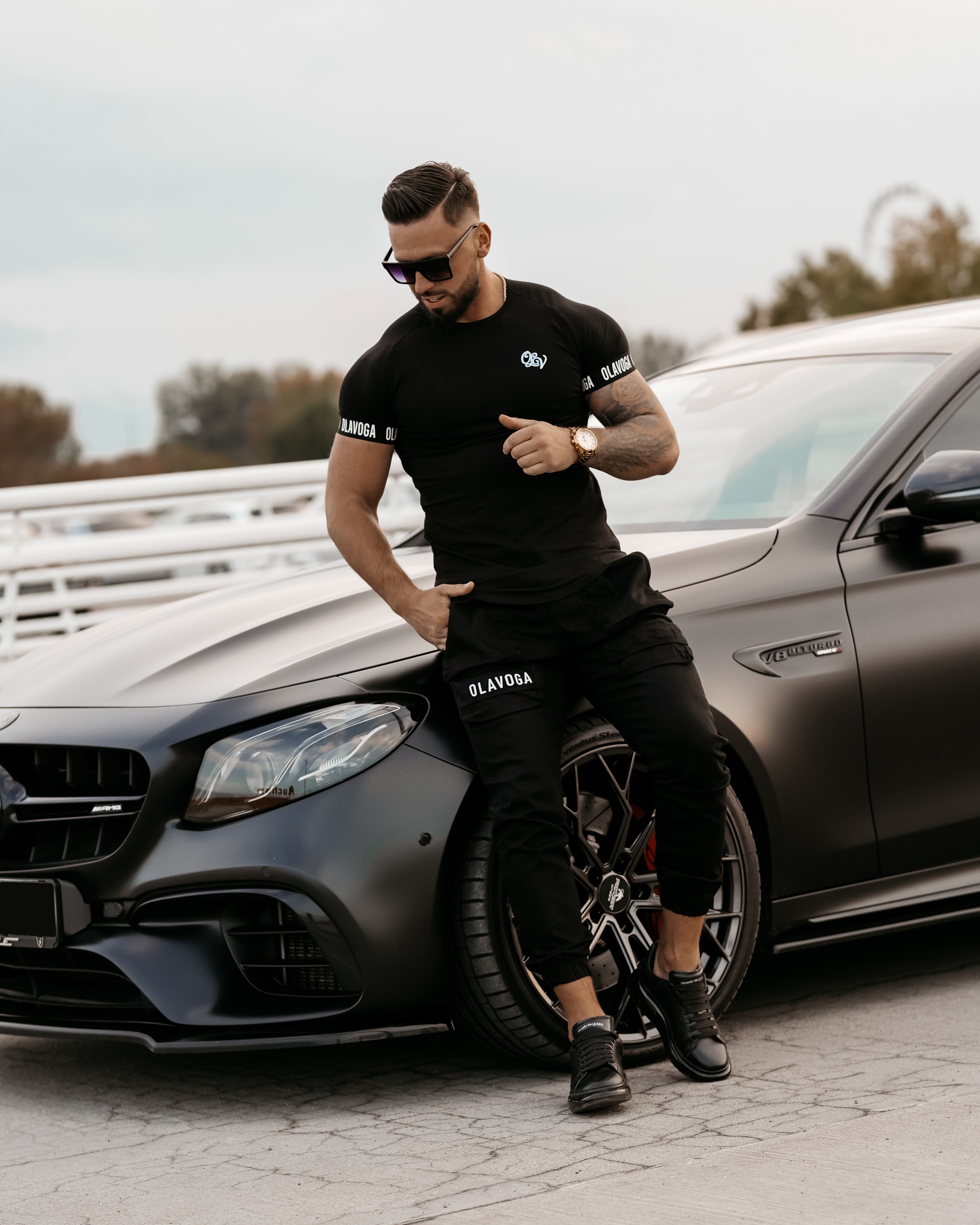 T-shirt męski bawełniany TEAL OLAVOGA czarny