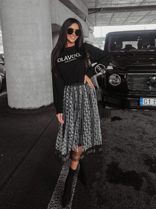 Spódnica tiulowa plisowana SERAFINA OLAVOGA czarno-biała