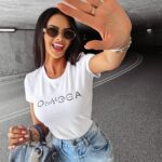 T-shirt klasyczny damski SPLIT OLAVOGA biały