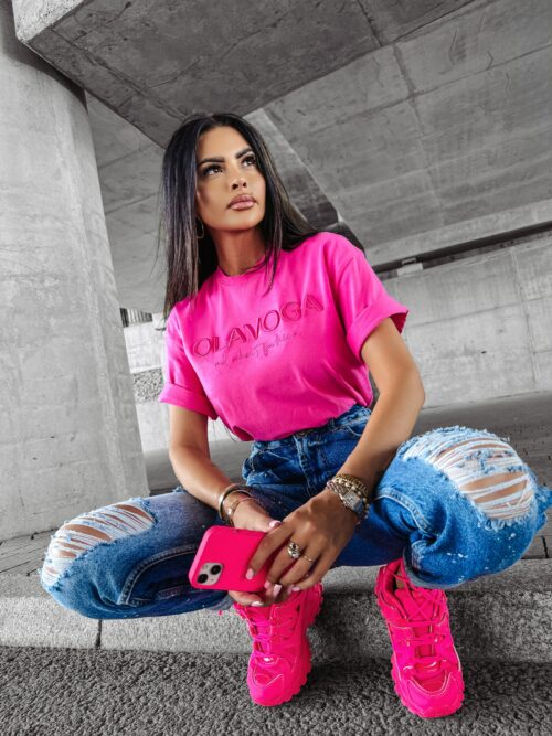 T-shirt na krótki rękaw SWIFT OLAVOGA amarantowy