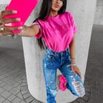 T-shirt na krótki rękaw SWIFT OLAVOGA amarantowy