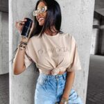 T-shirt na krótki rękaw SWIFT OLAVOGA beżowy