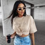 T-shirt na krótki rękaw SWIFT OLAVOGA beżowy