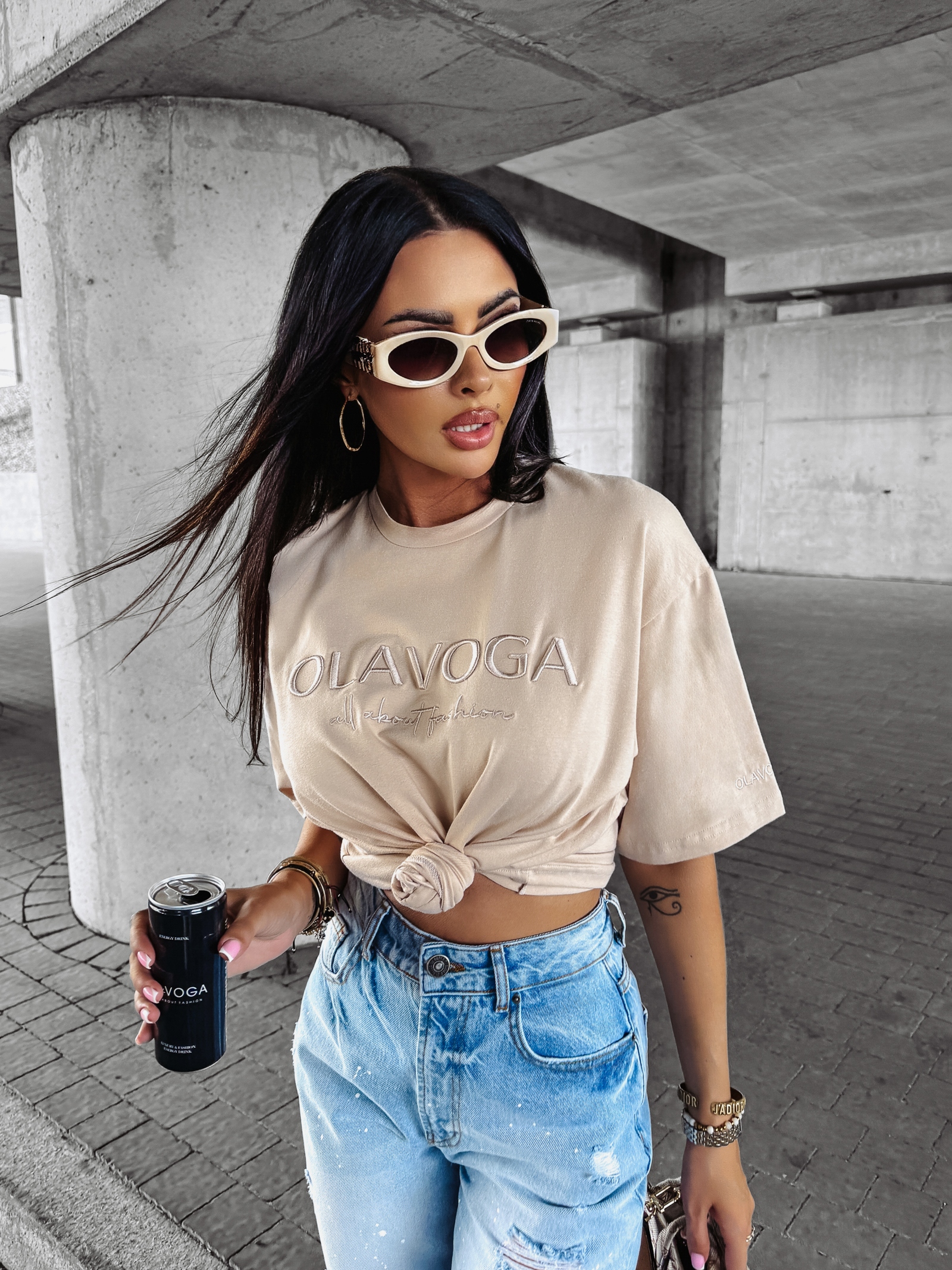 T-shirt na krótki rękaw SWIFT OLAVOGA beżowy