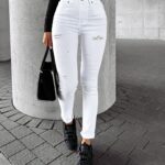 Spodnie jeansowe skinny przecierane DAZY OLAVOGA białe