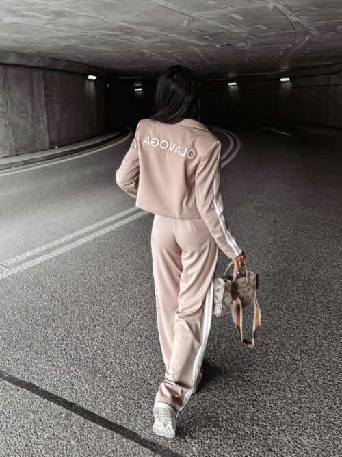 Spodnie eleganckie z lampasem VALOUR OLAVOGA beżowe