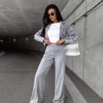 Spodnie eleganckie z lampasem VALOUR OLAVOGA szare