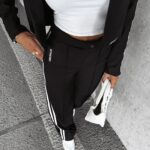 Spodnie eleganckie z lampasem VALOUR OLAVOGA czarne