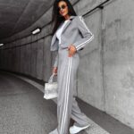 Spodnie eleganckie z lampasem VALOUR OLAVOGA szare