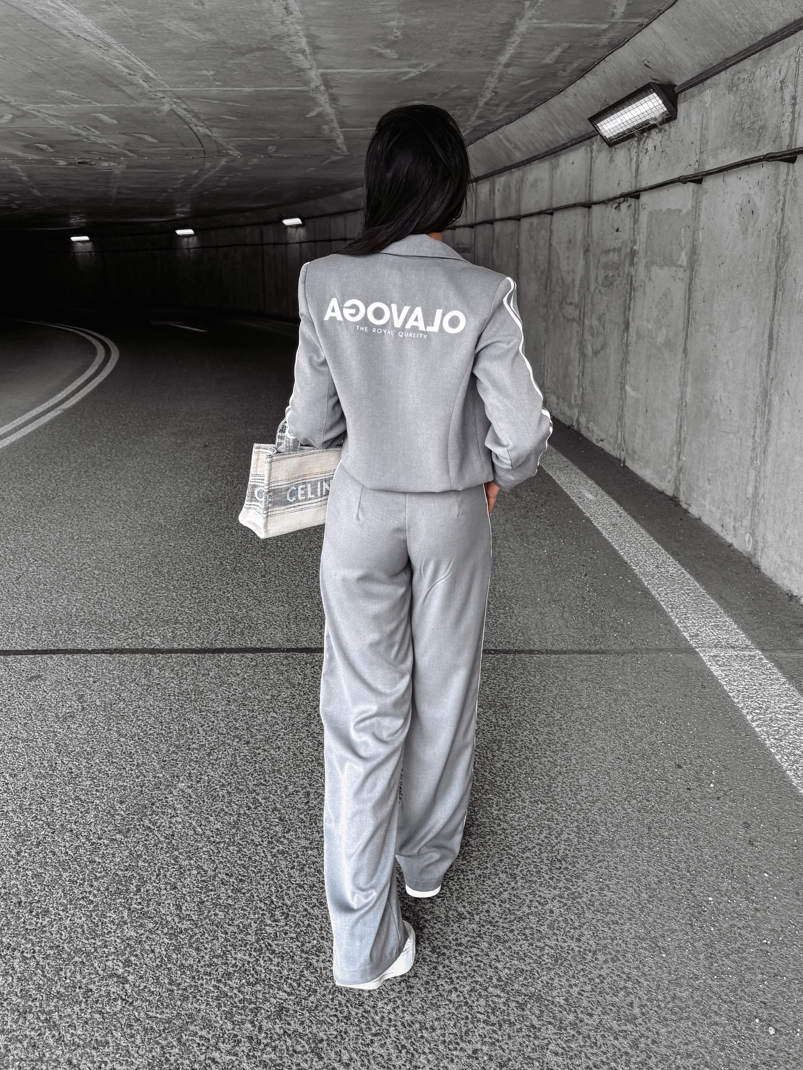 Spodnie eleganckie z lampasem VALOUR OLAVOGA szare Spodnie eleganckie z lampasem VALOUR OLAVOGA szare