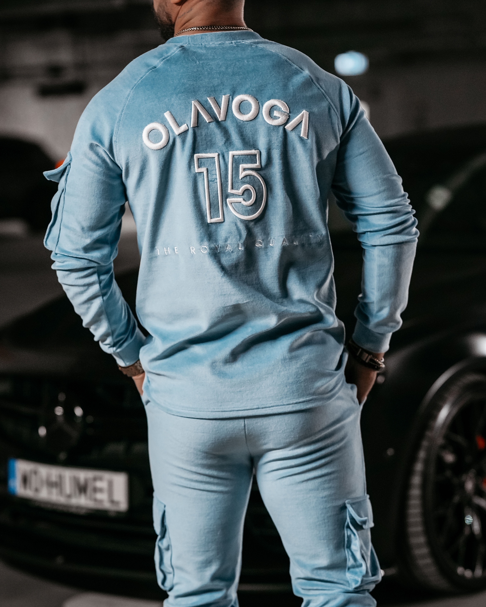 Dres męski welurowy CARGO OLAVOGA niebieski