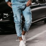 Dres męski welurowy CARGO OLAVOGA niebieski