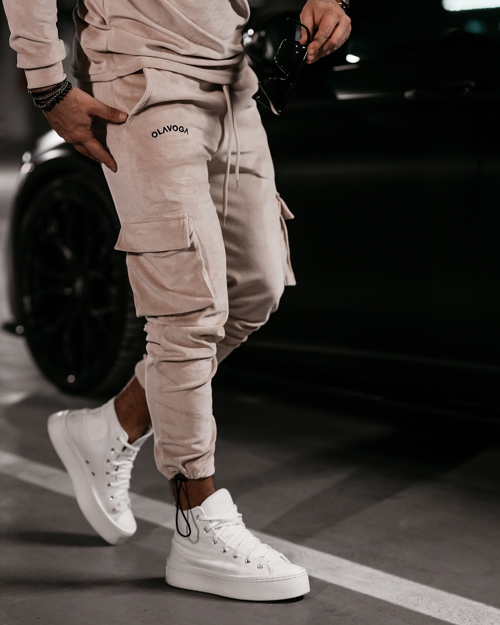 Dres męski welurowy CARGO OLAVOGA beżowy