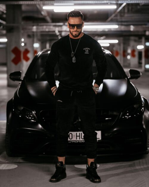 Dres męski welurowy CARGO OLAVOGA czarny