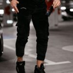 Dres męski welurowy CARGO OLAVOGA czarny