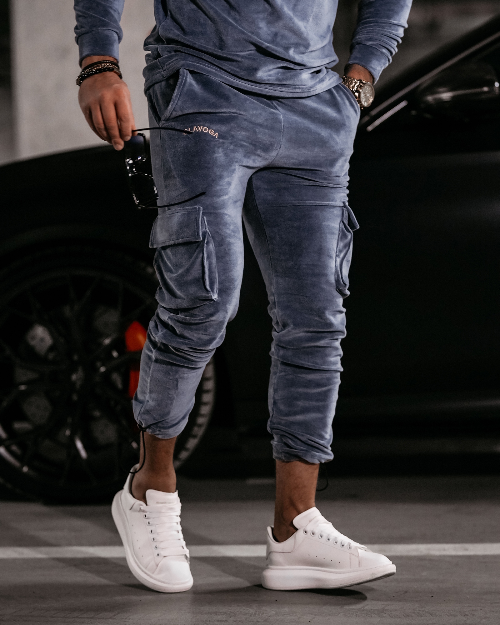 Dres męski welurowy CARGO OLAVOGA grafitowy