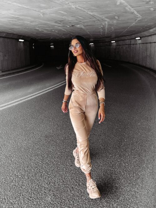 Dres damski welurowy SOULMATE OLAVOGA beżowy