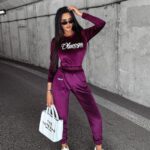 Dres damski welurowy SOULMATE OLAVOGA śliwka