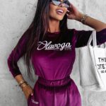 Dres damski welurowy SOULMATE OLAVOGA śliwka