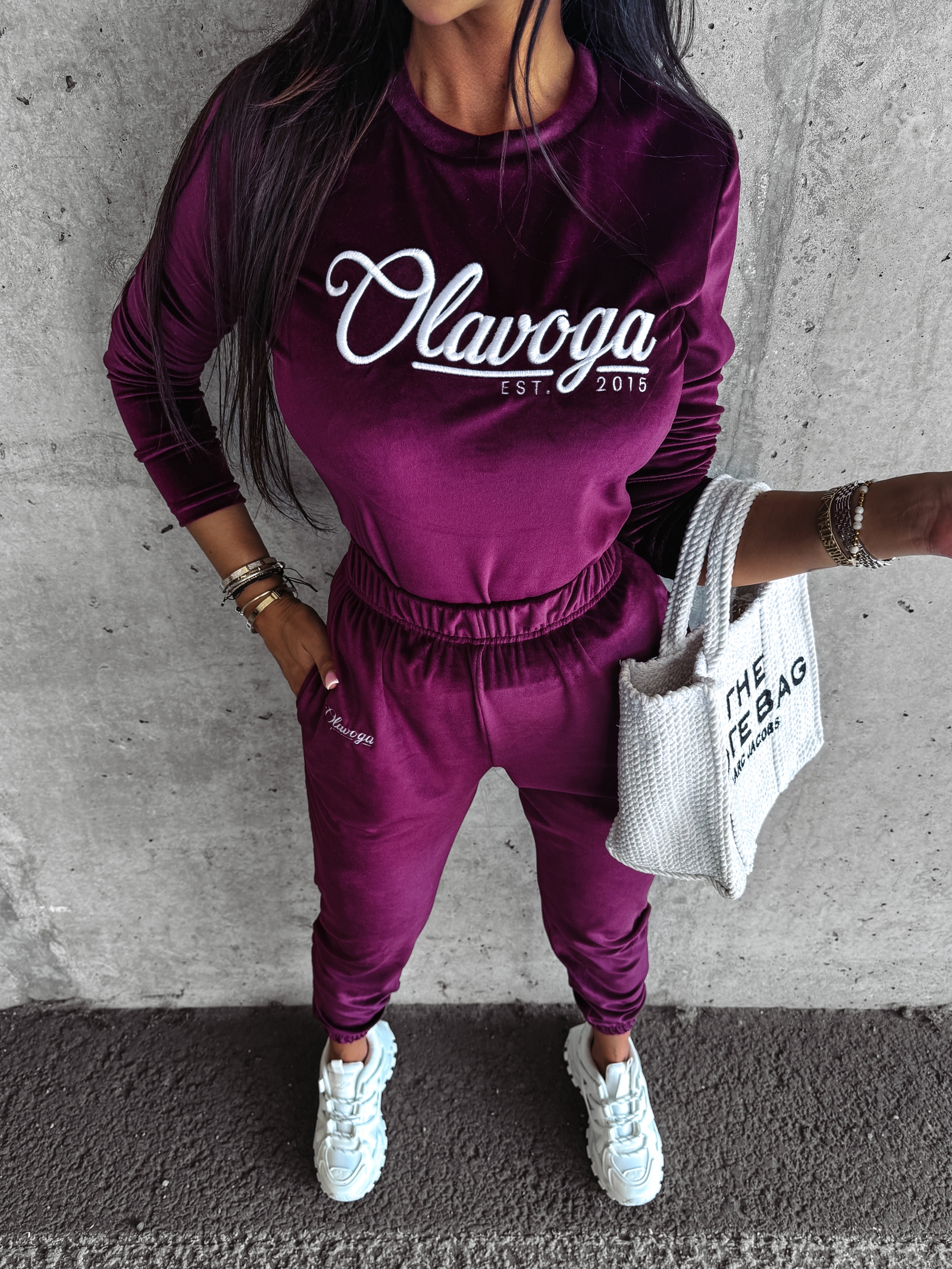 Dres damski welurowy SOULMATE OLAVOGA śliwka Dres damski welurowy SOULMATE OLAVOGA śliwka