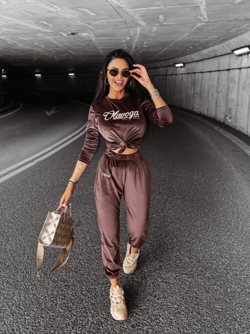 Dres damski welurowy SOULMATE OLAVOGA brązowy