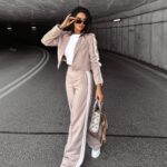 Marynarka krótka z lampasami HEATHER OLAVOGA beżowa