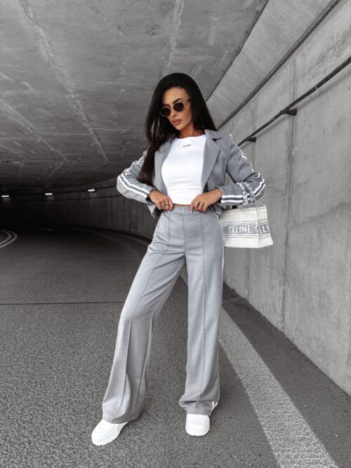 Marynarka krótka z lampasami HEATHER OLAVOGA szara