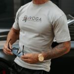 T-shirt męski slim fit z nadrukiem BASTY OLAVOGA szary