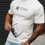 T-shirt męski slim fit z nadrukiem BASTY OLAVOGA ecru