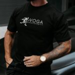 T-shirt męski slim fit z nadrukiem BASTY OLAVOGA czarny