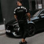 T-shirt męski slim fit z nadrukiem BASTY OLAVOGA czarny