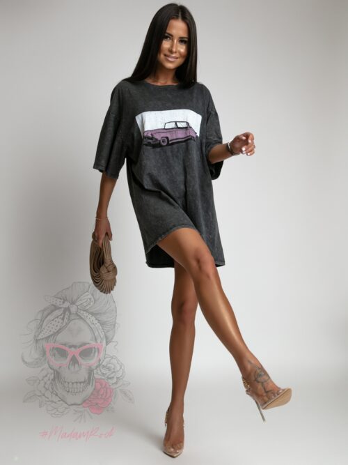 T-shirt dekatyzowany Cadilac szary