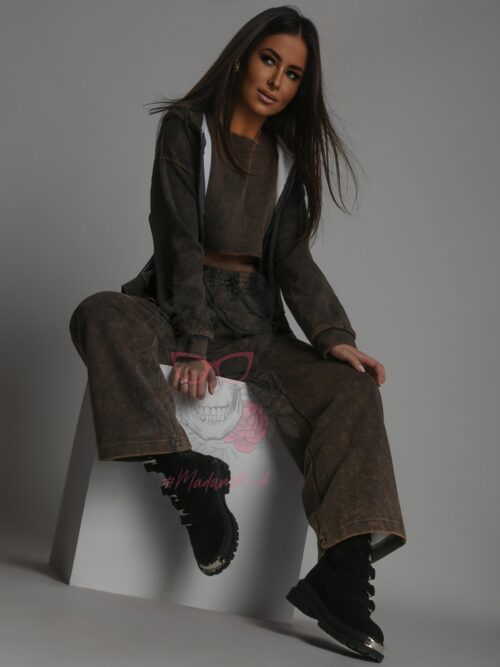 Komplet dresowy 3-częściowy Szafi dekatyzowany brązowy