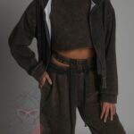 Komplet dresowy 3-częściowy Szafi dekatyzowany brązowy