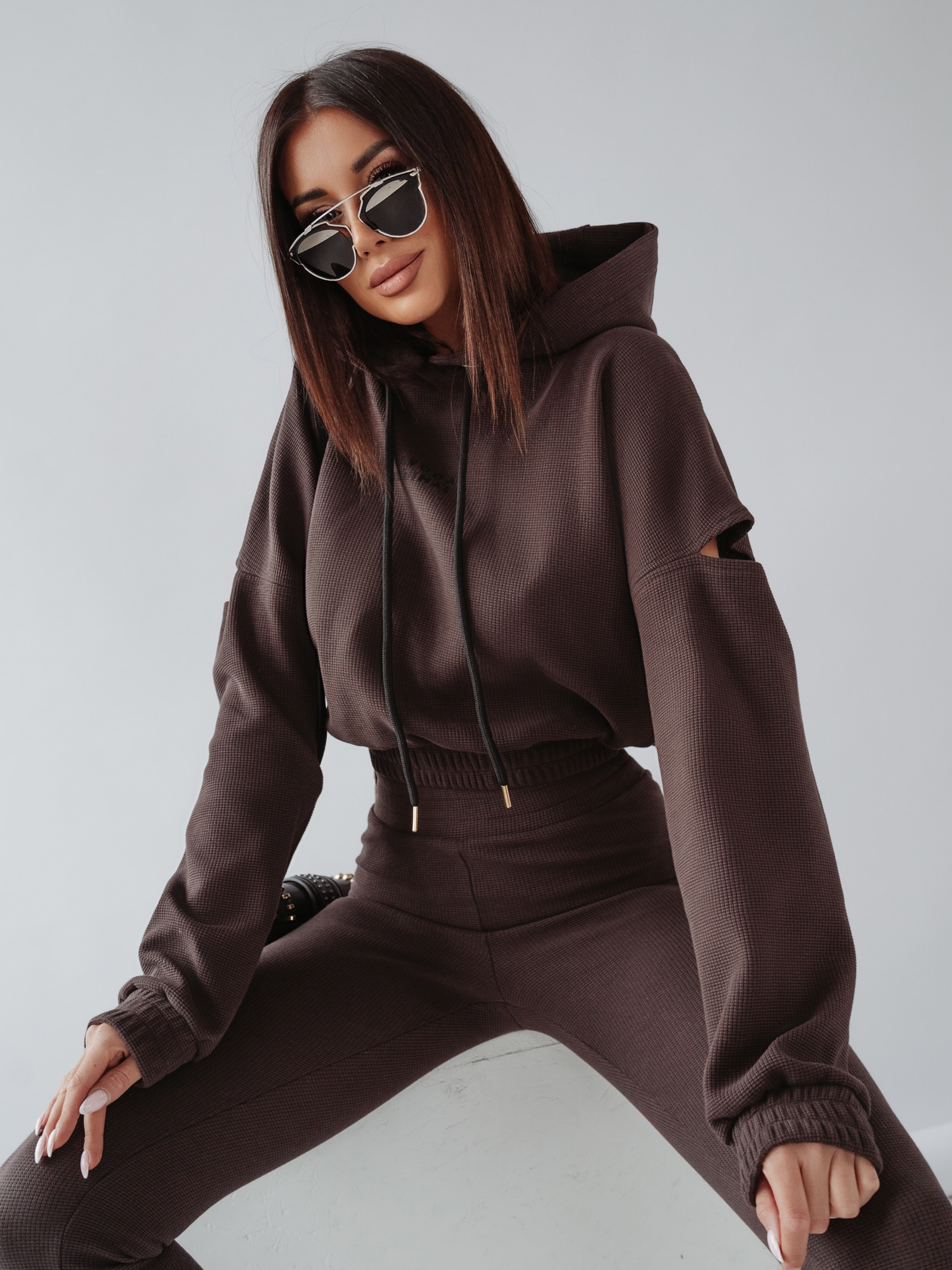 Komplet bawełniany ORIGINAL TEXTURE OLAVOGA brązowy