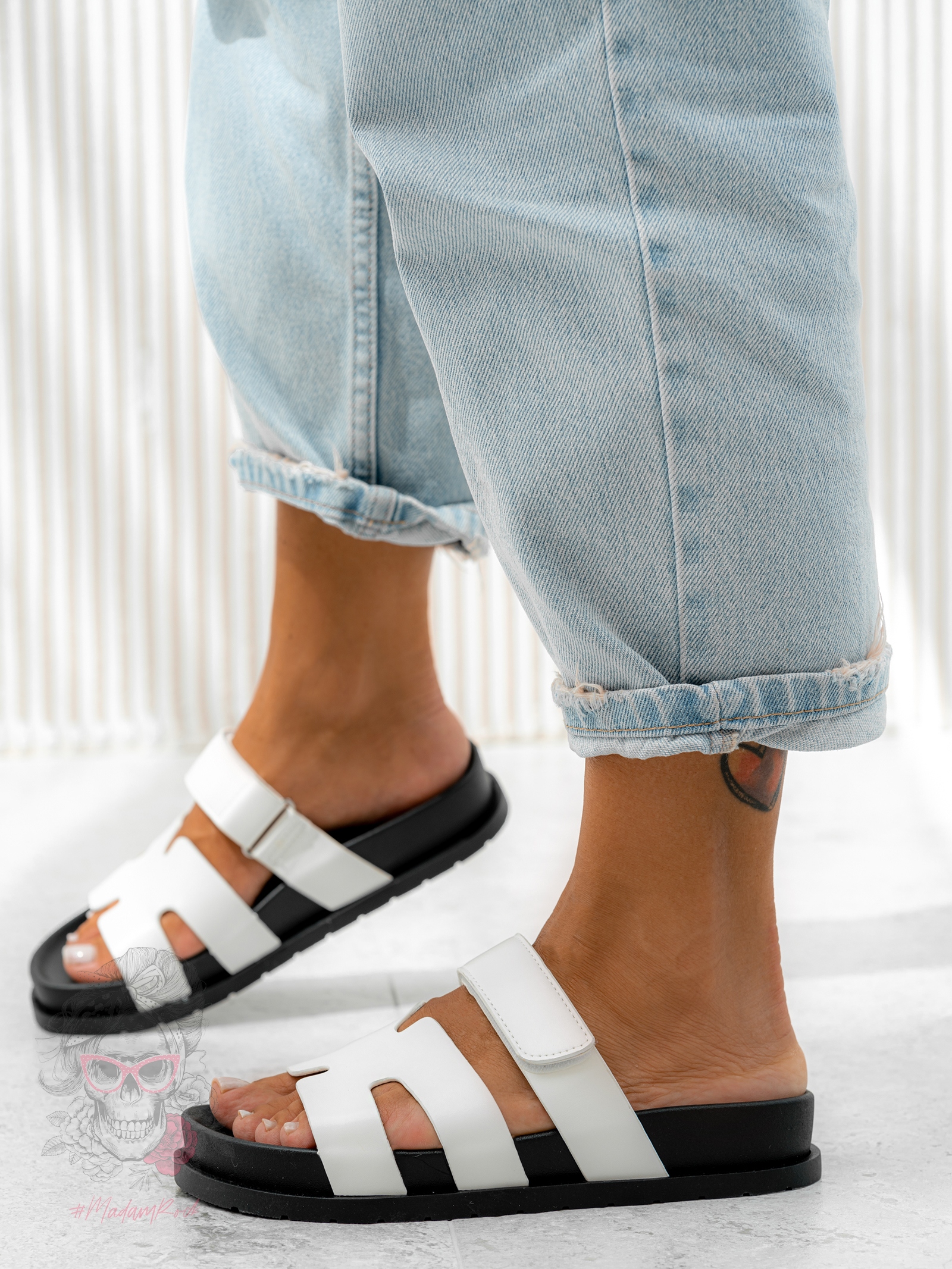 Klapki profilowane Rock Merhes białe