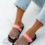 Klapki profilowane Rock Merhes II beżowo-różowe