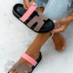 Klapki profilowane Rock Merhes II beżowo-różowe