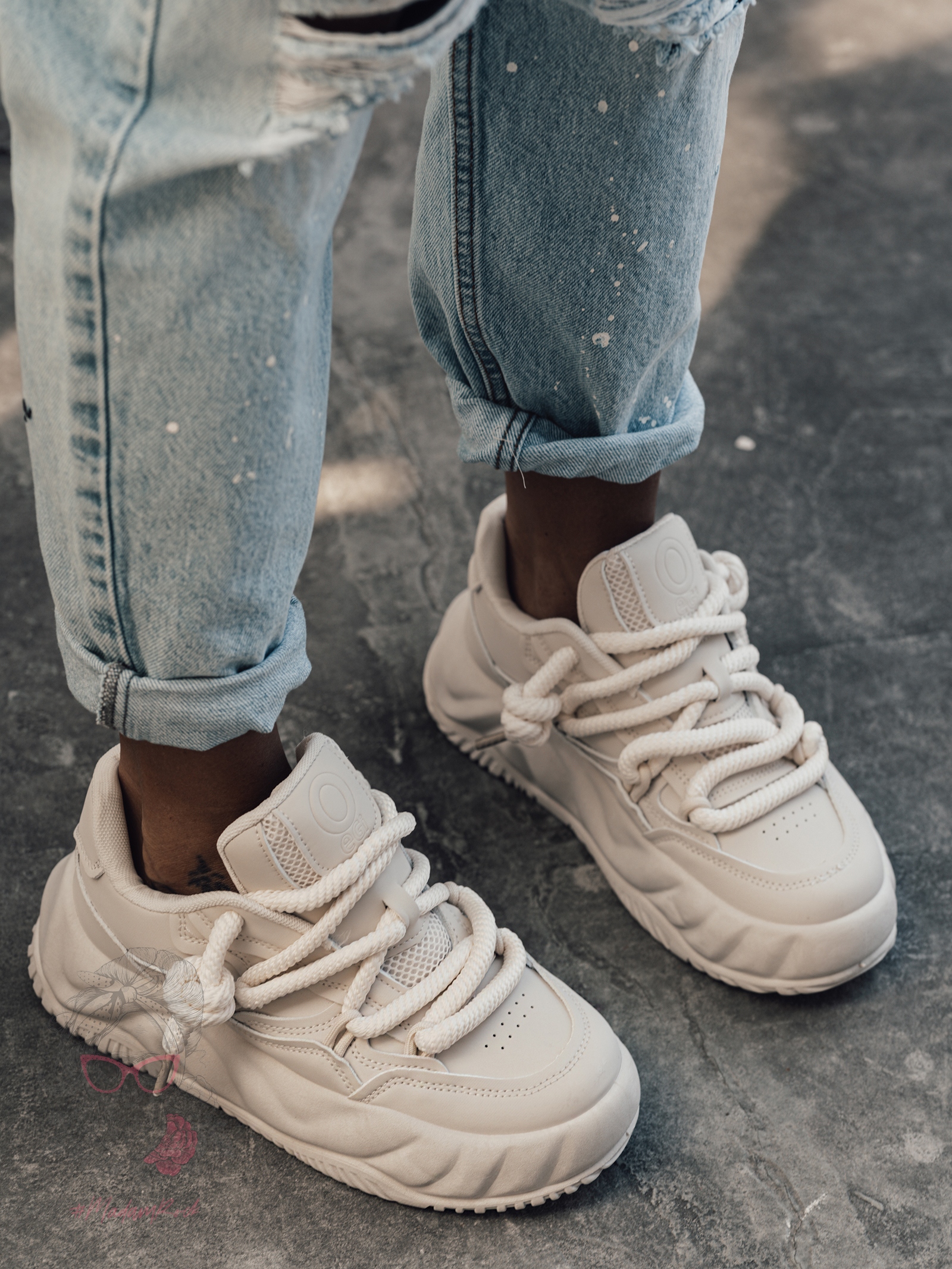 Buty sportowe na grubej podeszwie Madam Jaks beżowe Buty sportowe na grubej podeszwie Madam Jaks beżowe