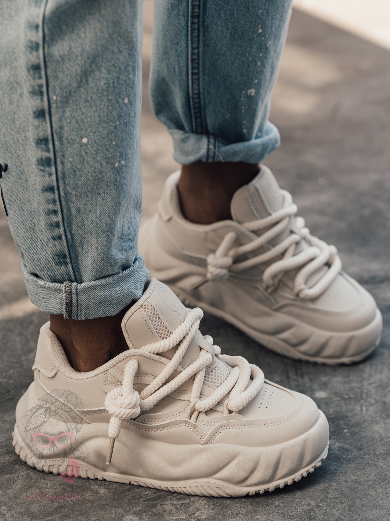 Buty sportowe na grubej podeszwie Madam Jaks beżowe