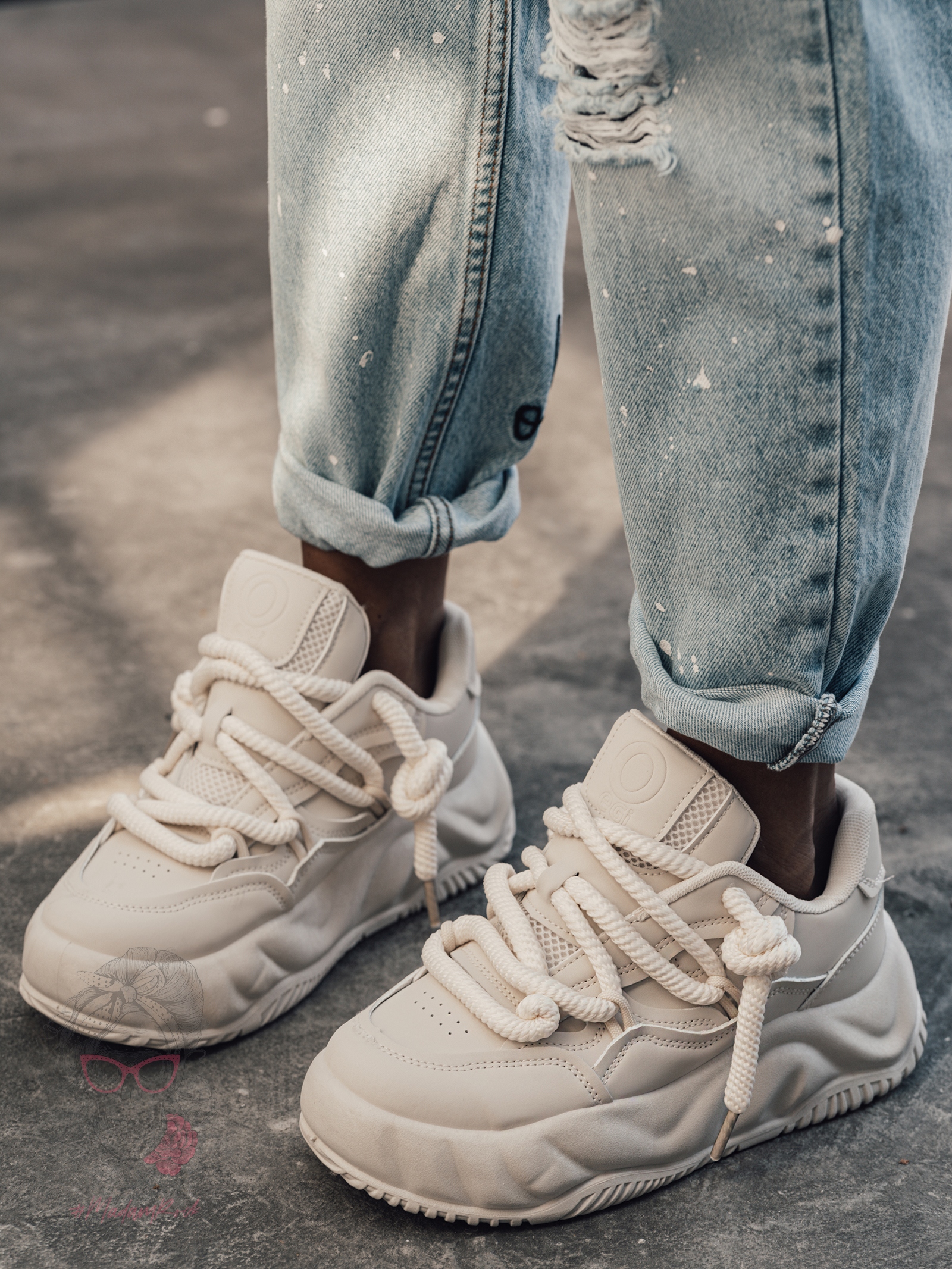 Buty sportowe na grubej podeszwie Madam Jaks beżowe Buty sportowe na grubej podeszwie Madam Jaks beżowe