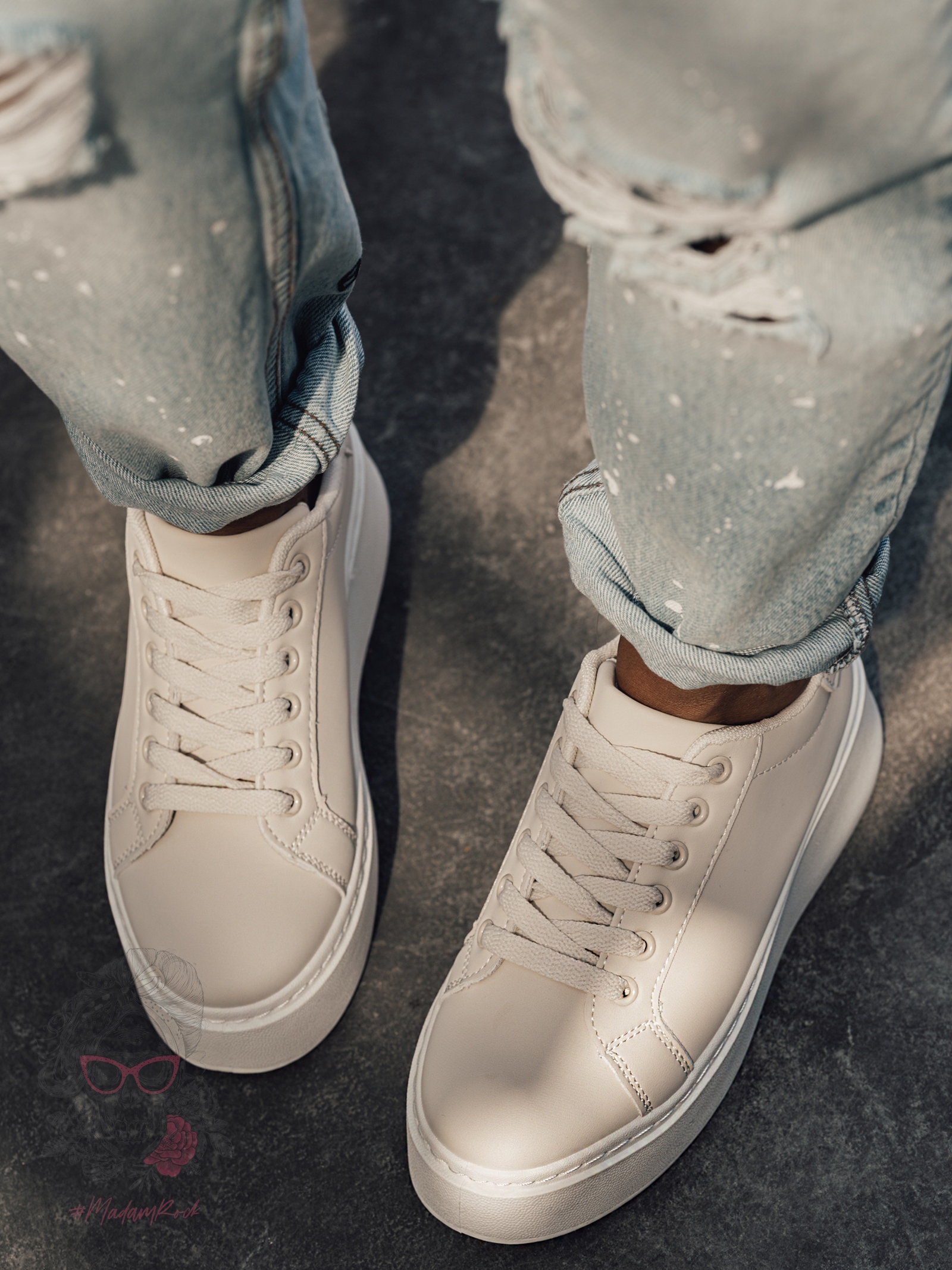 Buty sportowe na platformie Madam Goue beżowe