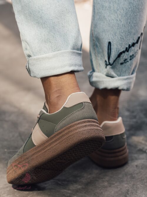 Buty sportowe na grubej podeszwie Madam Gizel khaki