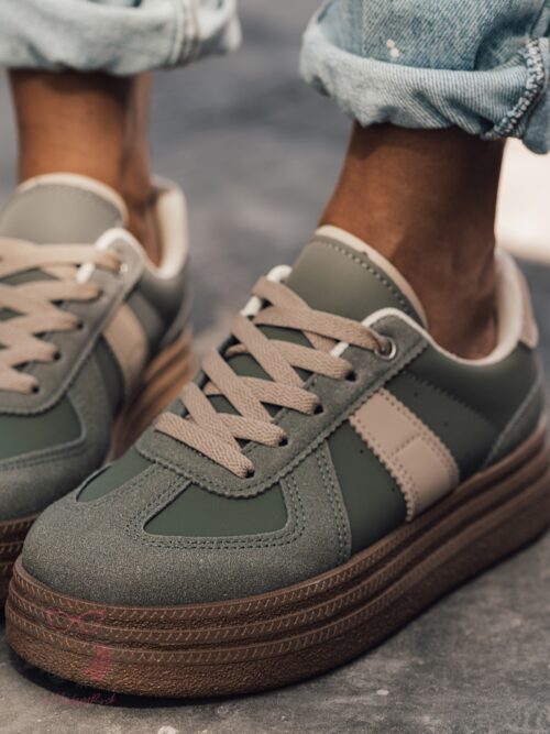 Buty sportowe na grubej podeszwie Madam Gizel khaki